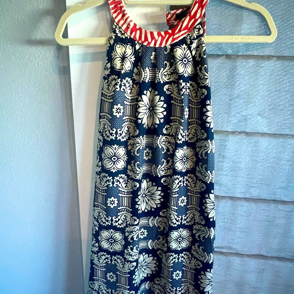 Paisley shift dress with open back
